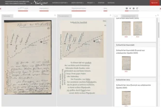 Edition Fontanes Notizbücher - Screenshot Edition Fontane's notebooks, notebook C3, transcription view