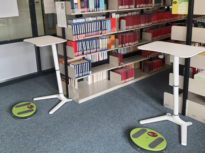 High tables and balance boards in the physics library